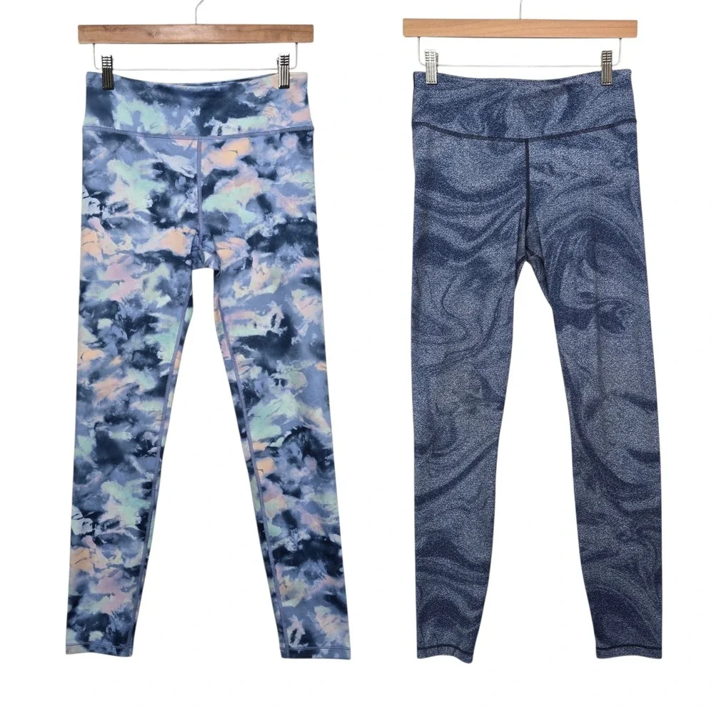 Athleta Girl High Rise Leggings Bundle XXL 16 Chit Chat Milky Way Tight Blue 2pk